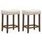 24 Inch Set of 2 Backless Curved Saddle Seat Bar Stools with Nail head Design Ideal for Indoor Seating